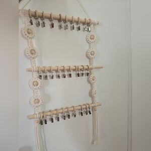 Boho Cream Macrame Hair Clip Holder